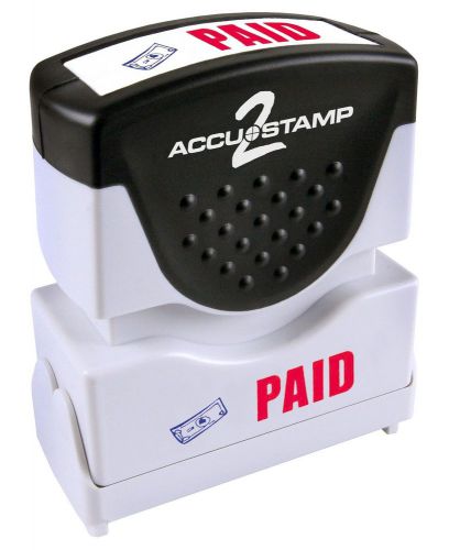 Accustamp &#034;paid&#034; shutter stamp with microban protection pre-inked red and blu... for sale