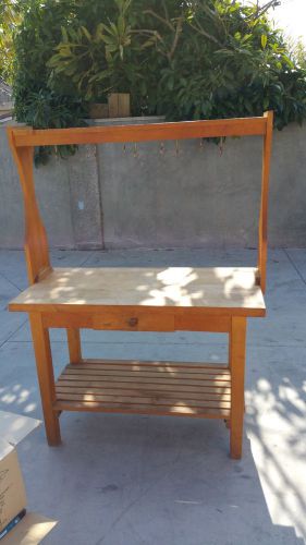 BUTCHER BLOCK 1 DRAWER TABLE w POT/PAN RACK BY JOHN BOOS