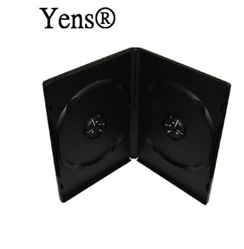Yens® 100 Premium Standard Black Double CD DVD Case 14MM Movie Box 100#14BDVD2