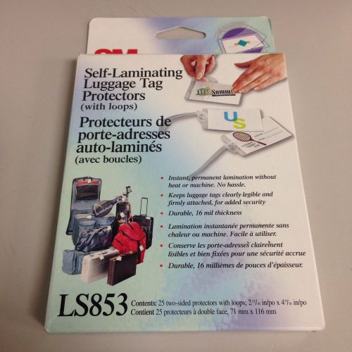 LS853 3M Self Laminating Luggage Tag +Loop Thick 16 mil, 2 13/16 x 4 9/16 Qty 25