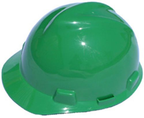 MSA GREEN V-Gard Cap Style Safety Hard Hat Ratchet Suspension NEW FAST SHIP!