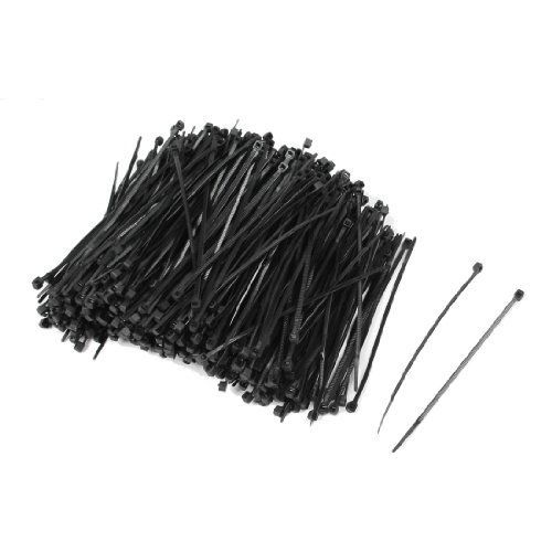 Amico 1000 Pcs Self Locking Nylon Fastener Zip Cable Tie Teeth Grip Black 100mm