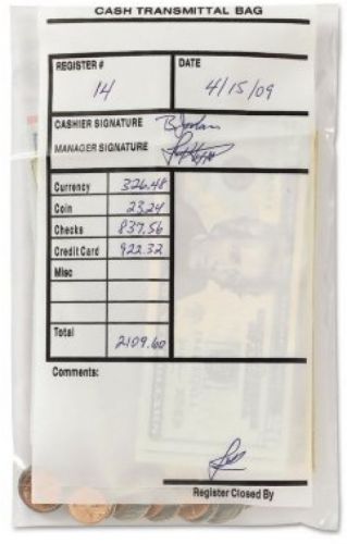 MMF Industries - Cash Transmittal Bags, Self-Sealing, 6 X 9, Clear - 100