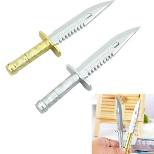 2 pcs Novelty Ballpoint Pen Knife Shape Dagger Writing Instrument Gift KH