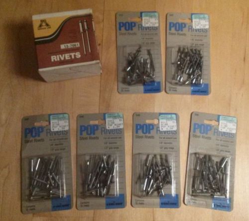 (375) Pop Rivets - 1/8&#034; Dia; 3 sizes - (250) 1/8&#034;-1/4&#034; / (50) 1/8&#034; / (100) 1/2&#034;