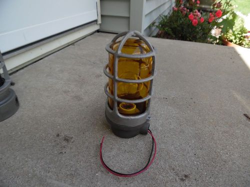 Vintage APPLETON  Explosion-Proof Industrial Light, Cage AMBER Glass Globe