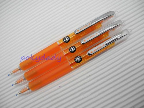 3pcs New Pilot Hi-Tec-C Slim Knock 0.4mm needle tip Roller Pen Orange(Japan)