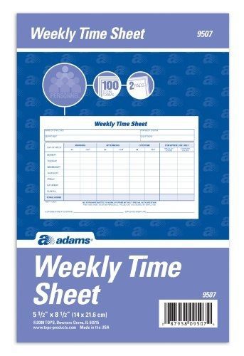 Adams weekly time sheet, 1-part, 5.5 x 8.5 inches, blue/white, 100 sheets per for sale