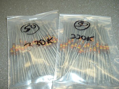 100pcs -Allen Bradley 330K ohm 0.5W (1/2W) 5% Carbon Composition Resistor