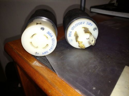 USED, HUBBELL 30 AMP, 120/208 V, 3 PHASE, PLUG, TWIST-LOCK Male &amp; Female Plugs