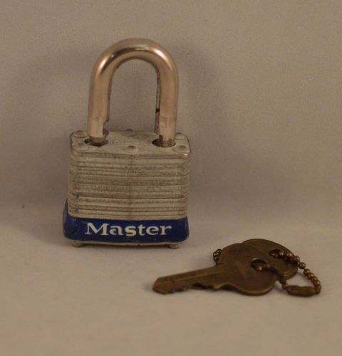 Master Lock Company No. 3 Laminated Steel Padlock with Blue Bumper