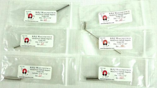 Lot of 6 packages of rare earth magnets - grade 52 neodymium varying sizes nib for sale