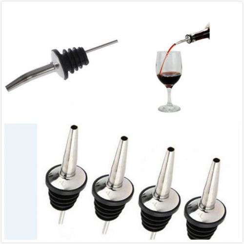 4x liquor spirit pourer free flow wine bottle pour spout stopper stainless steel for sale