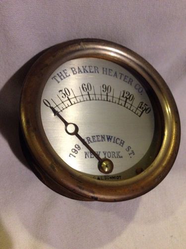 Vintage The Baker Heater Co. 799 Greenwich St. NY G &amp; L Schmidt Pressure Gauge