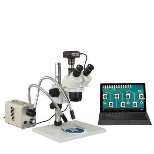 Trinocular 10X-20X-40X-80X 720p WiFi Stereo Microscope+20W LED Gooseneck Light