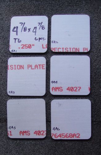 Lot 4a 6 pcs 1/4” aluminum bar plate 4-7/8x4-7/8 6061 t6 .25” thk for sale