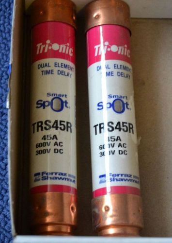 2 NEW TRS45R FUSE FERRAZ SHAWMUT TRS45R 600V 45A CLASS RK5 TIME DELAY SMART SPOT