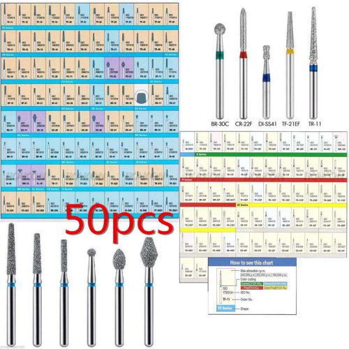 50*dental diamond burs flat-end medium fg 1.6mm for high speed handpiece newest* for sale