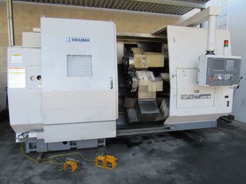 Okuma lu35m 4-axis cnc lathe 2005, double turret, live milling, 18&#034; chuck for sale