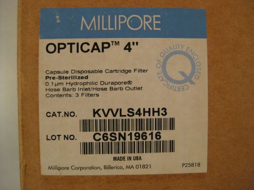 Opticap 4 Durapore KVVLS4HH3 BOX of 3 MILLIPORE CARTRIDGE CAPSULE DISPOSABLE