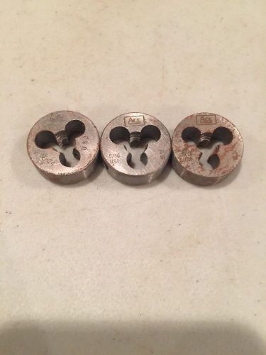 (3) 5/16 24 NF ACE Hanson High Carbon Steel Round Die 3 PCS