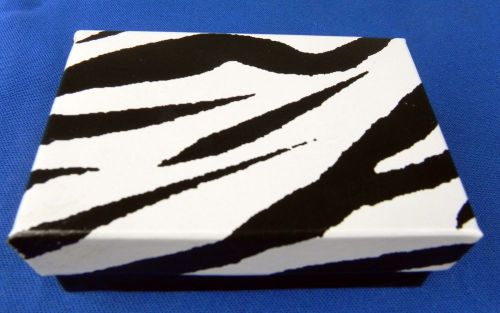 100 zebra print cotton filled gift boxes 3-1/4&#034; x2-1/4&#034; jewelry earring ring box for sale