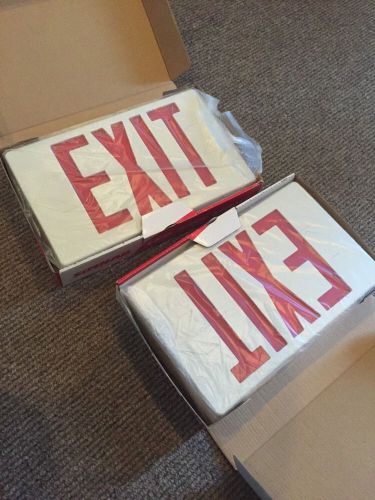 (LOT OF 2)Red LED Exit Light Sign SIMKAR SLEDBRW Battery Backup