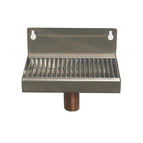 Beverage Factory Beer Drip Tray 6&#034; Stainless Steel Wall Mount w/Drain