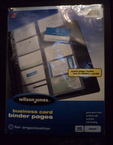 Wilson Jones 10-pk Business Card Binder Pages for 3-Ring Binder NIP