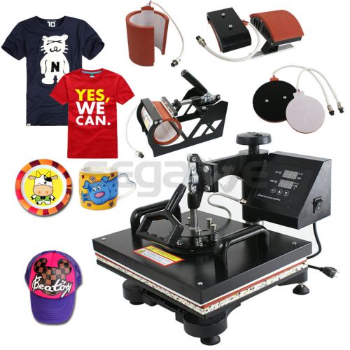 US 5 in1 Heat press Machine Transfer sublimation T-Shirt Hat Mug Cap 12&#034;x15&#034;