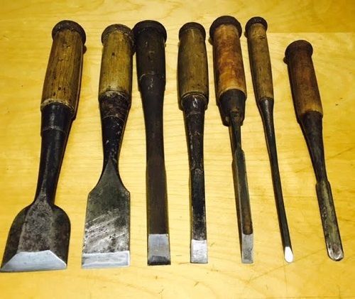 Vintage JP Chisel Nomi,blade-length mm 7 various dimensions shape sets, cf photo