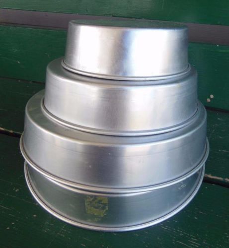 4 TIER WILTON 5&#034; 7&#034; 8.5&#034; ROUND CIRCLE CAKE PANS BAKERY CATERING ALUMINUM