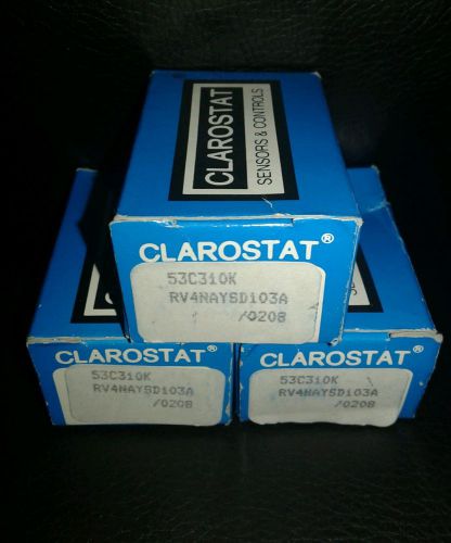 (3) NEW Clarostat Honeywell 53C310K Rotary Potentiometer 10kOhm Linear 53 SERIES