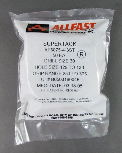 50pcs Allfast AF5075-4-3ST FASTACK Rivets - Drill Sz: 30, Hole Sz: 129-133 *NEW*