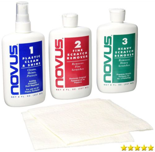 Novus 8 oz Plastic Polish Kit Plastic Cleaner Polish &amp; Scratch Remover Free Ship