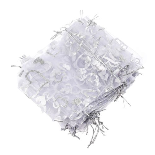 25x silver organza wedding favor gift bag pouch 12x10cm ts for sale