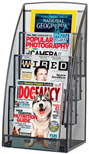 Halter steel mesh magazine rack / literature rack - 4 pocket - black for sale