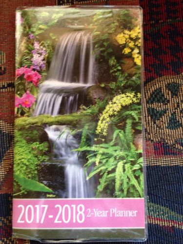 2017-2018 Waterfall With Flowers Planner Purse Pocket Calendar