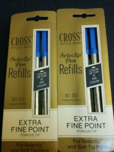 Cross Selectip Pen Extra Fine Point Porous Refill. Blue Ink. Two two-packs