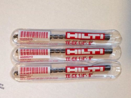 3 BRAND NEW Hilti TE-CX 1/4&#034; X 6 in SDS Plus Hammer Drill Bits Bit Made In USA