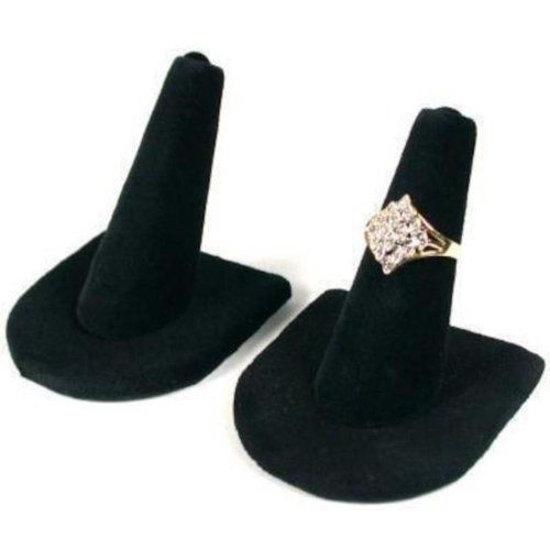 FindingKing 2 Black Velvet Ring Finger Jewelry Holder Showcase Display Stands