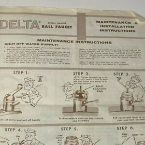 Delta Single Handle Ball Faucet Maintenance &amp; Installation Instructions 1970s