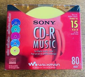 Sony CD-R Music 15 Pack 80 Min Slim Jewel Cases Digital Quality New In Package