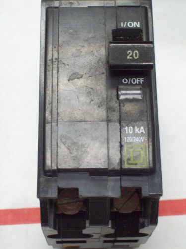 SQUARE D QO220 BREAKER 2 POLE/ 20 AMP / 120/240 VAC USED