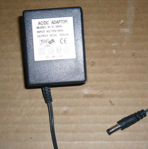 Power Supply Model 41-9-500A Input 110 VAC Output 9VDC 500mA