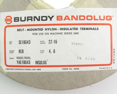 Burndy yae18g43 ring tongue terminal insulug 22-16 awg red nylon for sale