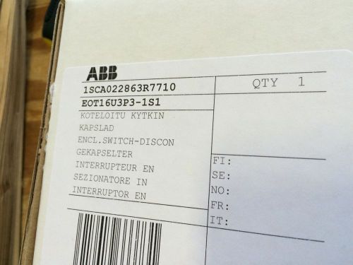 ABB EOT16U3P3-1S1 Enclosed 16A 3P Disconnect Swtich Nema 3R/12 *NEW IN BOX!*