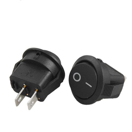 10pcsx ac 3a/250v 6a/125v on-off i/o spst 2 pin snap in round boat rocker switch for sale