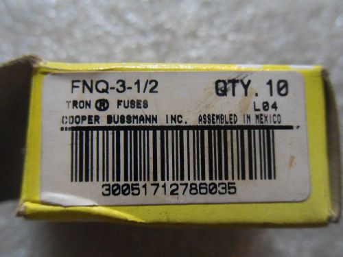 (V4-3) 1 LOT OF 10 NIB BUSSMANN TRON FNQ-3-1/2 500VAC TIME DELAY FUSES