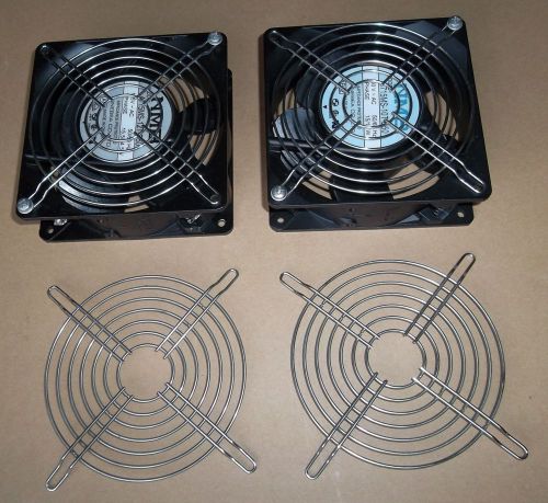 2pc minebea mnb 4715ms-10t-b50 cooling fan 100 vac 89cfm 15w + grill guard for sale